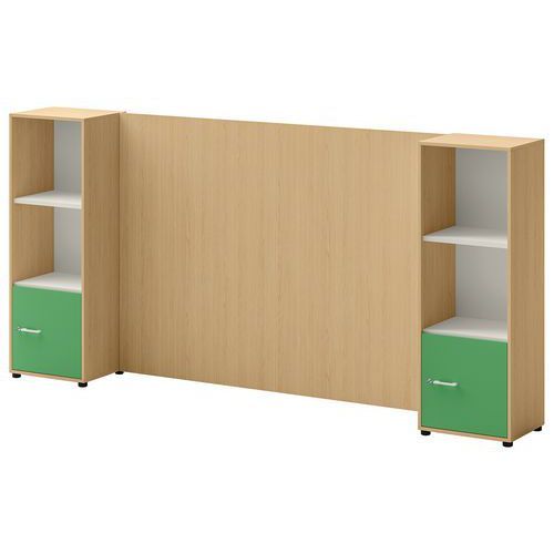 ENSEMBLE MEUBLE TV ET RANGEMENT IVO N°3 CHÊNE/PORTE VERT - QUADRIFOGLIO