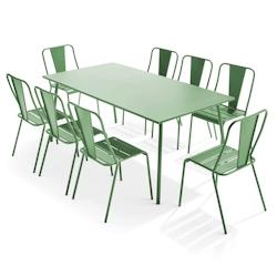 Oviala Business Ensemble table de jardin et 8 chaises bistrot en acier vert cactus - Oviala - vert acier 109521_0