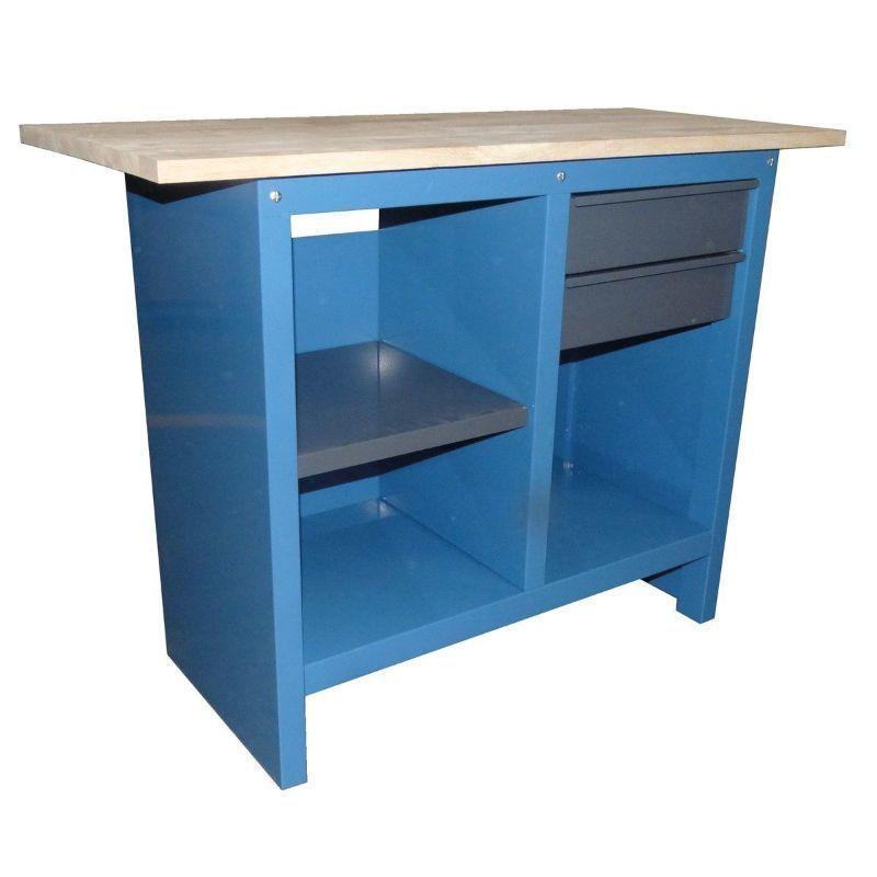 Établi tôle acier - plateau bois massif 1120 mm - charge max 500 kg - 2 tiroirs - DRAKAR - 11581466_0