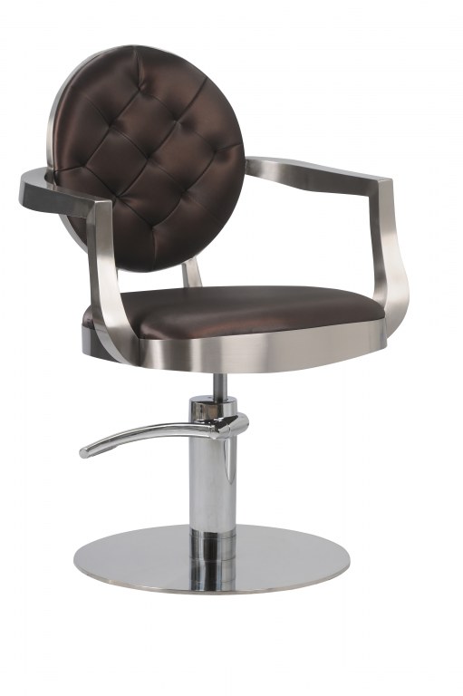 Fauteuil de coiffure Oxford - structure bois et inox brossé - pompe hydraulique blocable - dimensions compactes_0