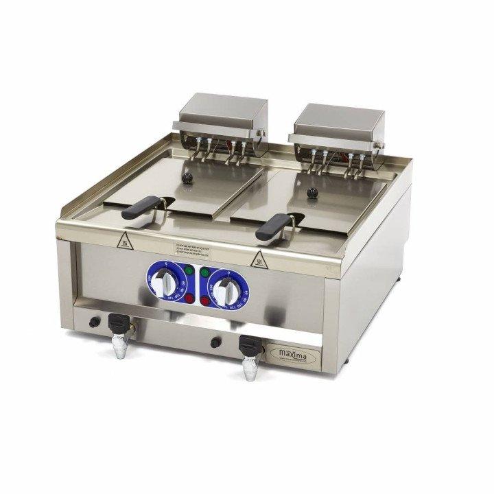 Friteuse professionnelle 2 X 10 L ECO - 400V - avec robinet de vidange, inox – Maxima_0