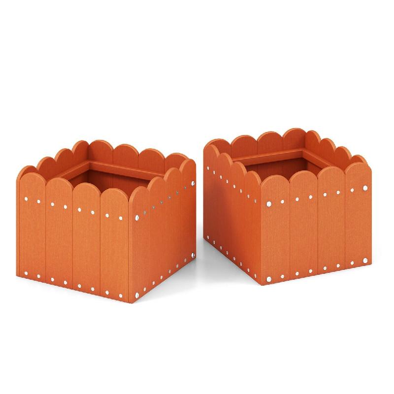 Helloshop26 - Lot de 2 jardinières carrées pour plantes 32 x 30 x 25 cm avec drainage système rustique en hdpe orange 20_0012460 - 3000227234414_0