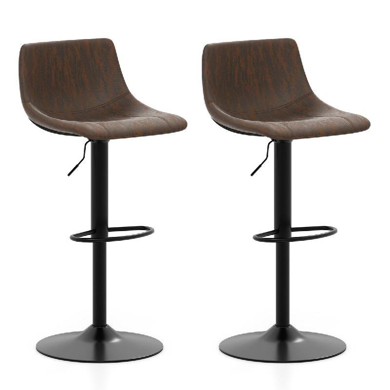 Helloshop26 - Lot de 2 tabourets de bar réglables en hauteur 47,5 x 43 x 83-105 cm confort optimal style mi-siècle en métal marron 20_0012550 - mar_0