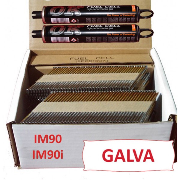 PACK 2200 CLOUS 2.8X70 CRANTEES GALVA POUR PASLODE IM90 / IM90I