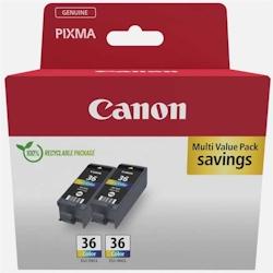 Pack de 2 cartouches CLI-36CL encre couleur 11,7 x 6,2 x 13,2 cm Canon - multicolore multi-matériau 8714574686387_0