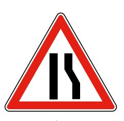 Panneau routier type A3a - Chaussée rétrécie par la droite - Signalisation de danger_0