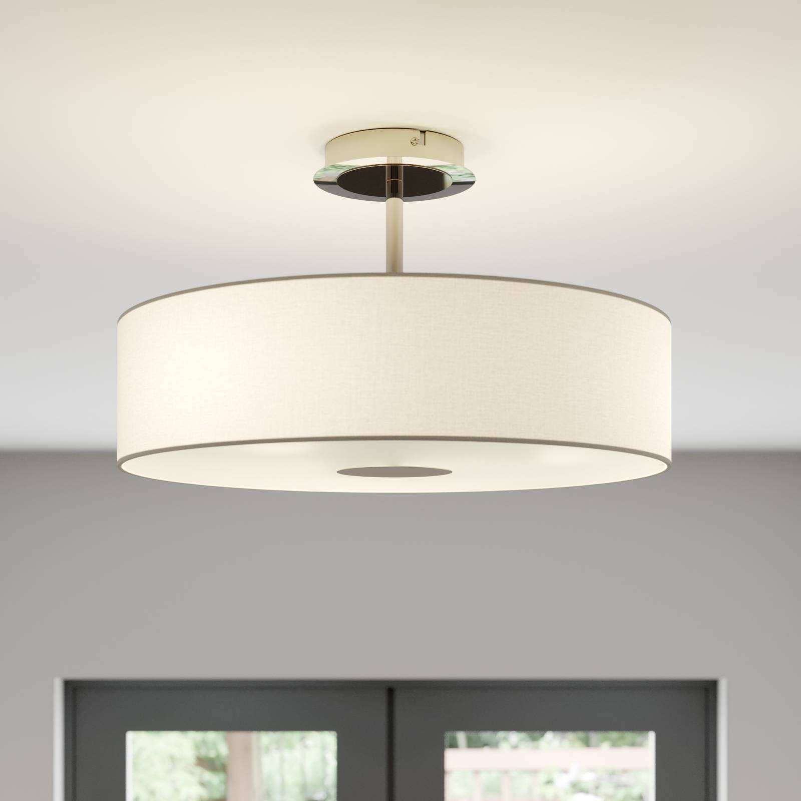 LINDBY PLAFONNIER JOSIA, BLANC, TISSU, Ø 47 CM, E27