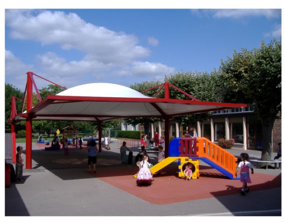Préau d'école - 136m2 - 2 structures juxtaposées sur 3 poteaux_0