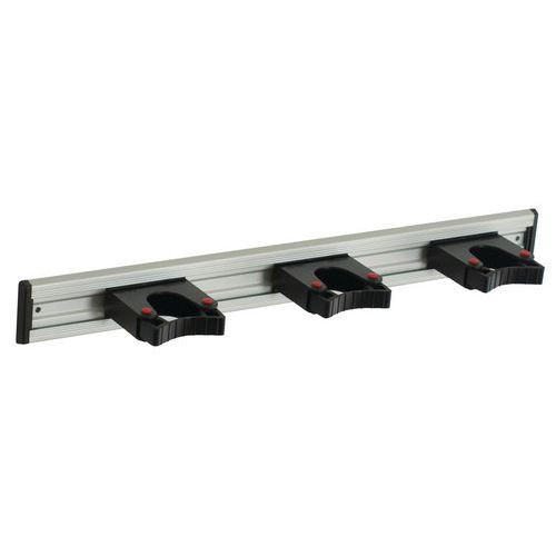 Rail porte outil aluminium 50cm + 3 porte outils : 1fix30/40+2fix20/30 (support mural balais)_0
