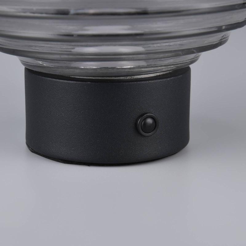 REALITY LEUCHTEN LAMPE DE TABLE LED RECHARGEABLE EARL, NOIR/FUMÉE, HAUTEUR 14,5 CM, VERRE