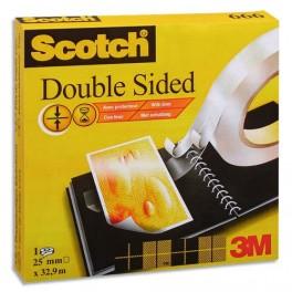 SCOTCH RUBAN ADHÉSIF DOUBLE FACE 19MM X 3, EN BOÎTE, POUR ASSEMBLAGE DÉFINITIF, 666