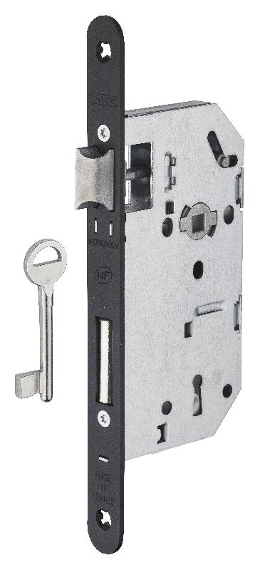 Serrure à encastrer Monomax NF - Têtière noire, coffre acier embouti pour porte d'intérieur_0