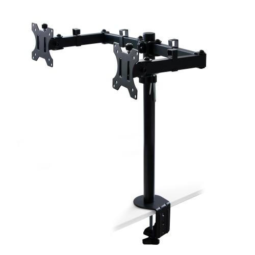 SUPPORT 2 ÉCRANS PC OU TV - POUR TABLE DE TRAVAIL - FIXATION PAR BRIDE EMUCA