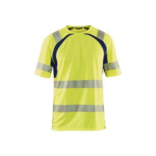 T-SHIRT HAUTE VISIBILITÉ ANTI-UV 3397 - JAUNE FLUO ET BLEU MARINE - XXXL BLAKLADER