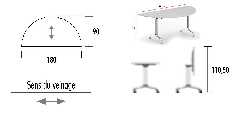 Table de réunion ½ lune Net - Mobel Linea - Blanc, Acacia clair_0