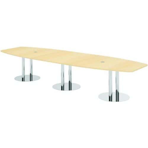 TABLE DE RÉUNION À PIEDS COLONNES-400X130CM-CHÊNE-CHROME - HAMMERBACHER