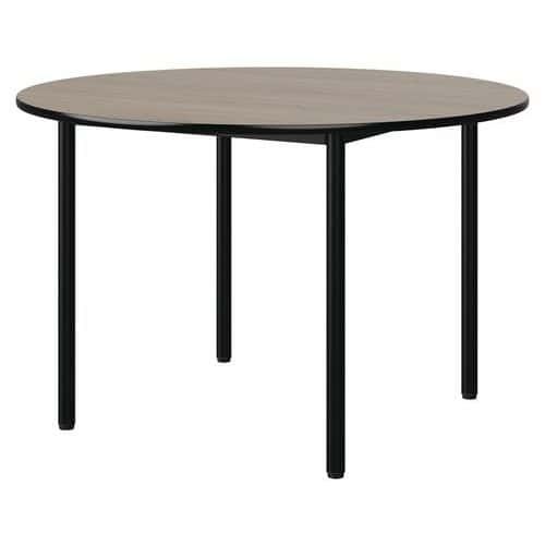 TABLE MALIBU Ø 120 T6 4P STRA CHÊNE 1146/NOIR NOIR 9005 - MANUTAN EXPERT