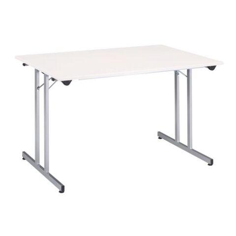 TABLE PLIANTE MULTI-USAGES L 160 X P 80 CM BLANC / PIED ALUMINIUM