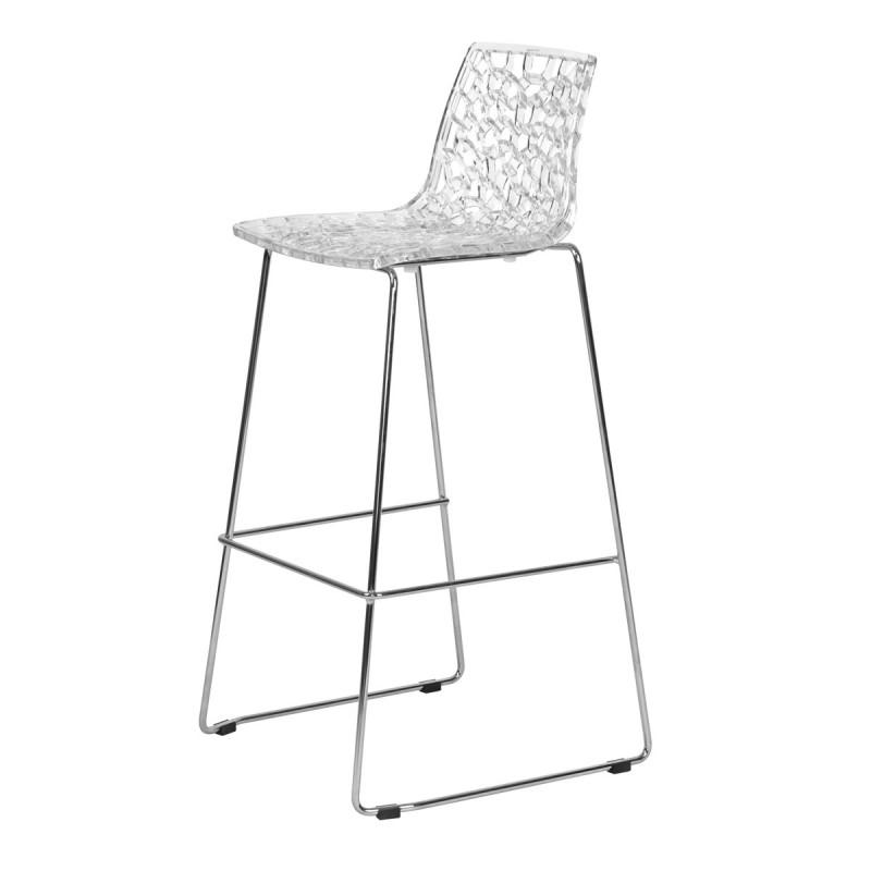 TABOURET DE BAR DISIGN - AVEC DOSSIER - TRANSPARENT - HAUTEUR DE L'ASSISE : 73,5 CM PROFESSIONNEL_0