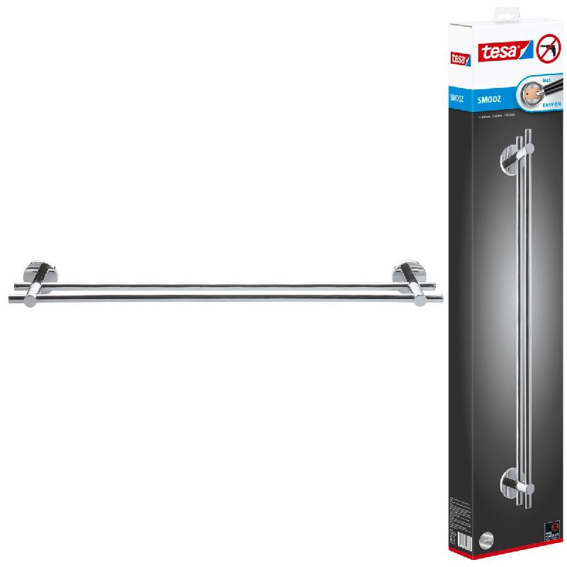 Tesa Smooz - Porte-serviettes double - Design élégant avec 2 barres chromées, arrondi - 112 mm x 640 mm x 50 mm - argenté métal 40321-00000-00_0