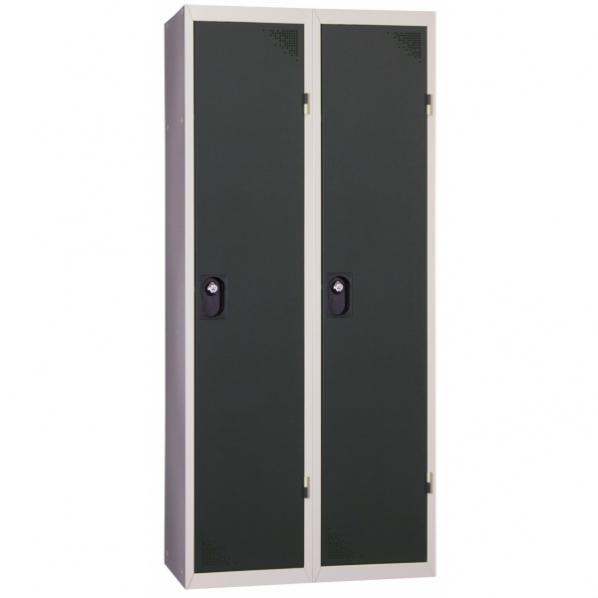 Vestiaire industrie salissante 2 cases monobloc - Anthracite - Conforme AFNOR D 65-760 - Marque Rolléco_0