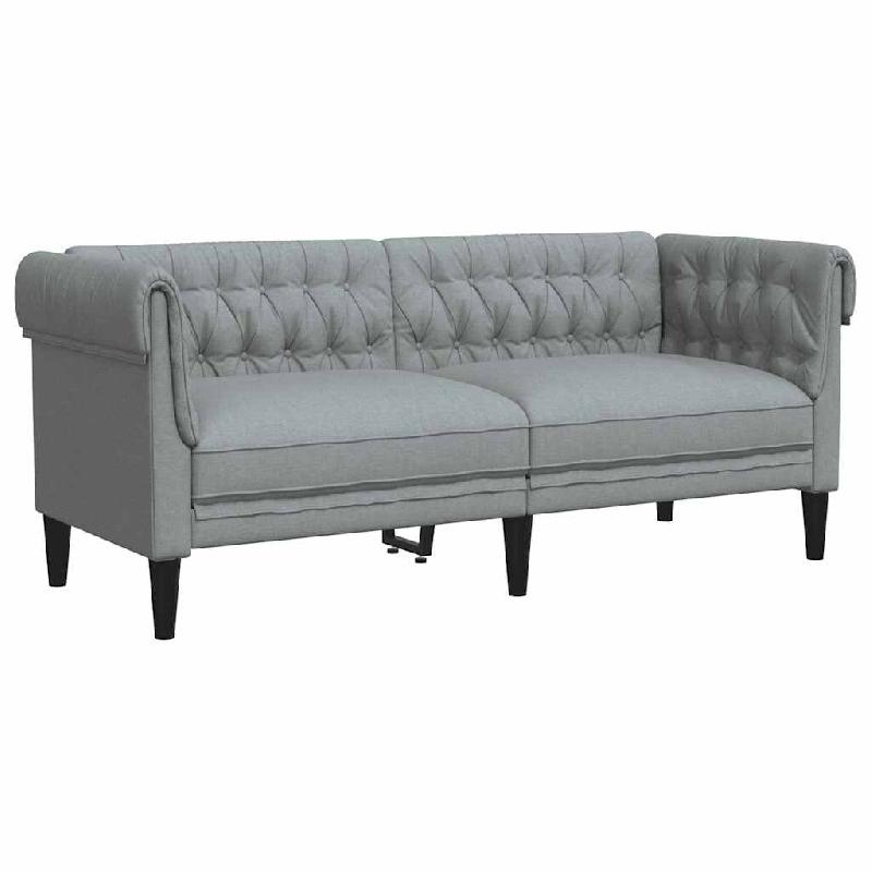VidaXL Canapé Chesterfield 2 places gris clair tissu Modèle Lermoniax - 372547_0