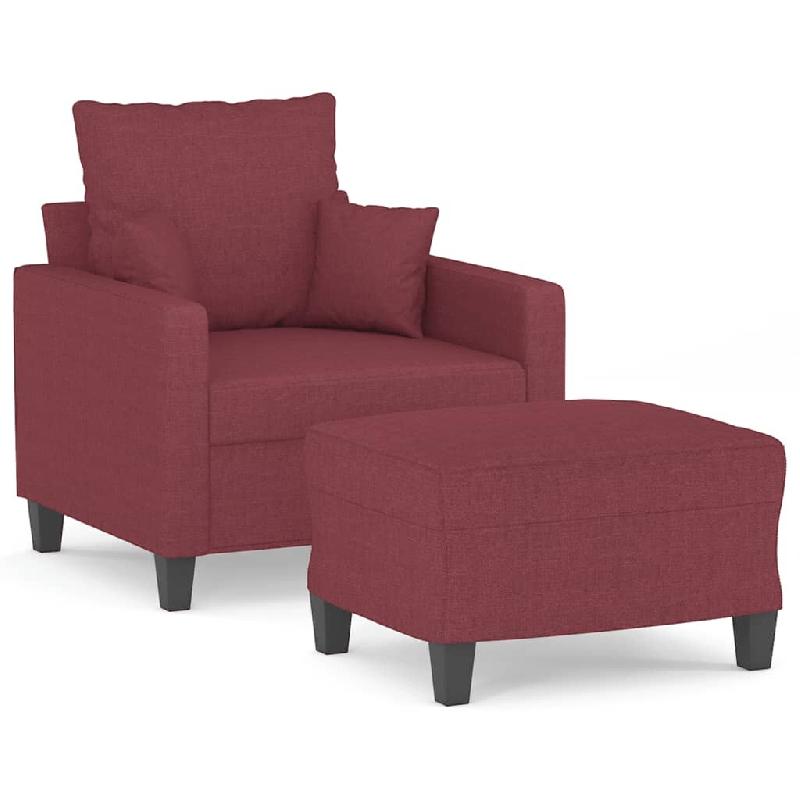 VidaXL Fauteuil avec repose-pied Rouge bordeaux 60 cm Tissu Modèle Vega StudioDesk Élégance - 3201087_0