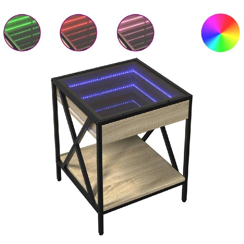 VidaXL Table basse avec LED Infinity chêne sonoma 40x40x49 cm Modèle Atlas Plus - 847693_0
