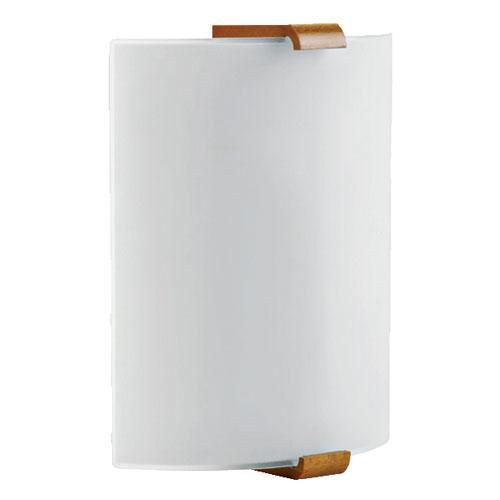 Applique fixe 230V - acier, bois, verre merisier - Classe II IP20 IK02 - 266x210x97 mm_0