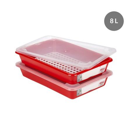 BAC HACCP ROUGE 8 L + COUVERCLE + GRILLE  (VENDU PAR 2)