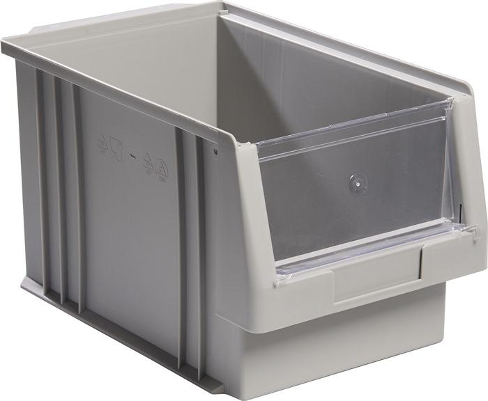 Boîte de rangement à ouverture frontale - PLK L330xl213xH200mm - PP grise - Compatible alimentaire - Résistante aux températures extrêmes_0