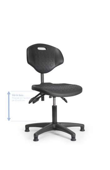 Chaise d'atelier en polyuréthane - mécanisme asynchrone - vérin bas - patins - stylasynvbp_0