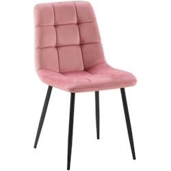 Décoshop26 - Chaise de salle à manger x1 coutures forme carrées en velours rose pieds en métal noir 10_0001970 - noir 3000250772945_0