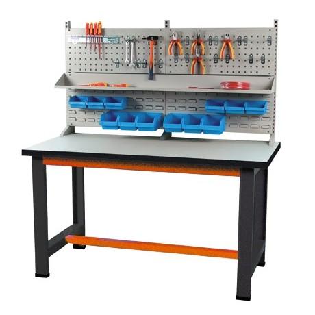 Établi porte-outils professionnel - panneau perforé, bacs et crochets inclus_0