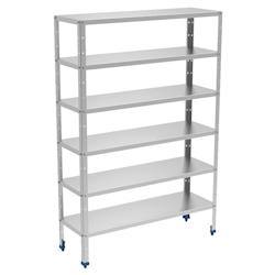 Étagères en acier inoxydable 6 niveaux avec des étagères lisses - 1000x500x1750 mm - 38006024 Eurast - 38006024_0