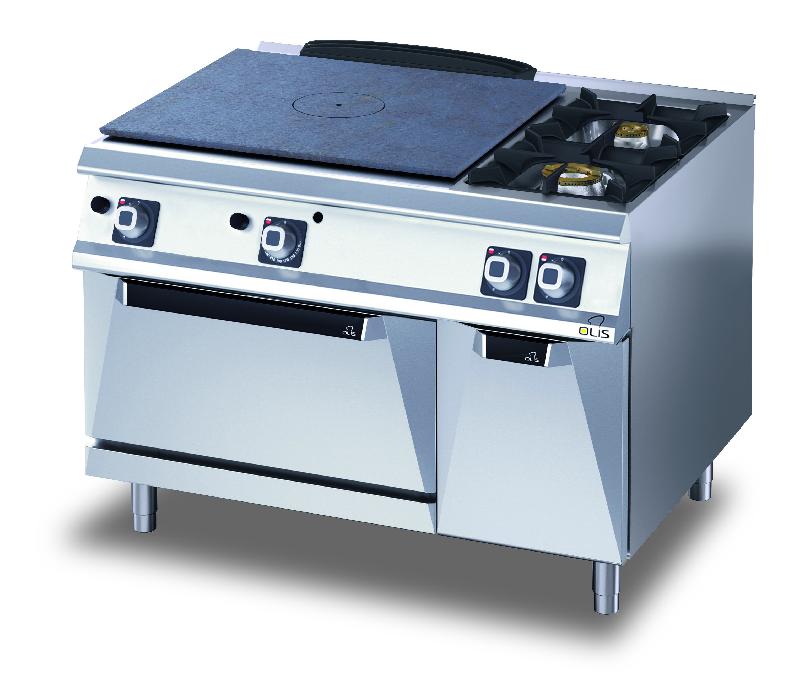 Fourneau plaque coup de feu - 2 feux gaz - four gaz et placard - Diamante 70 - Olis D7610CTGG - acier inox AISI 304_0