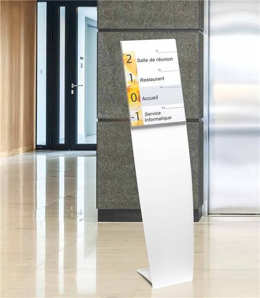 Gamme Olympe - Totem intérieur modulable en acier laqué blanc - Direct Signalétique_0