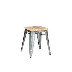 GHP Halenbeek Tabouret MONACO, acier et teck, 40 x 46 x 40 cm, gris/marron - gris acier 615018AW_0