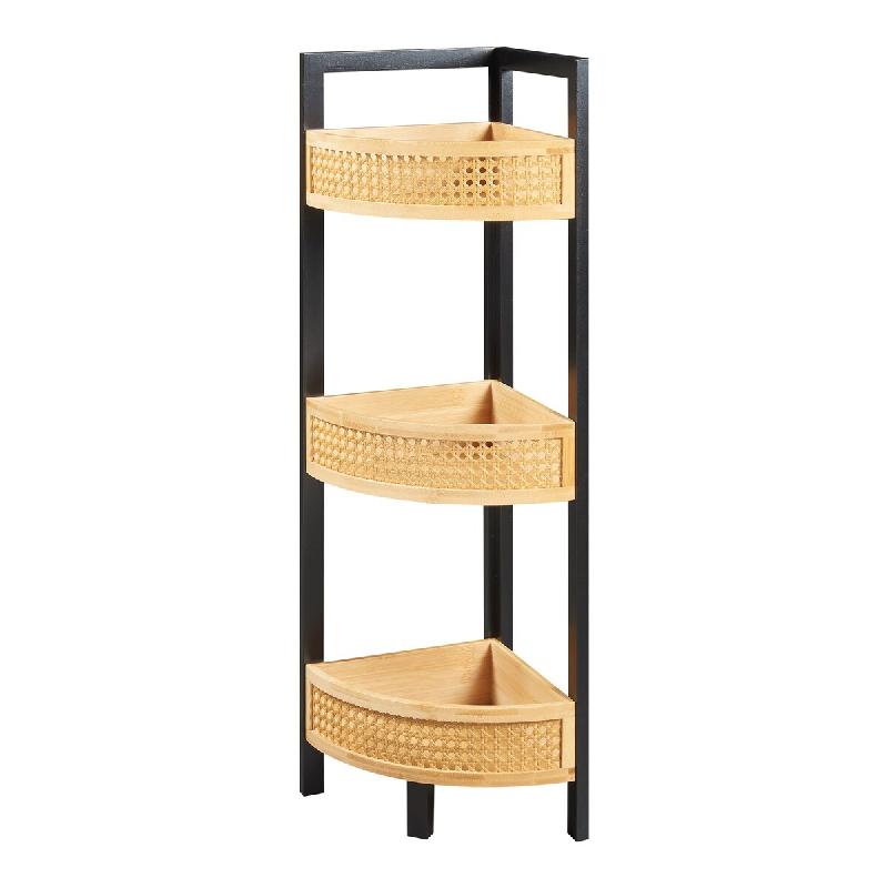 Helloshop26 - Étagère design intemporel salon chambre meuble de rangement d'angle 80 x 32 x 23 cm noir naturel aspect rotin 03_0011171 - noir Bambou_0