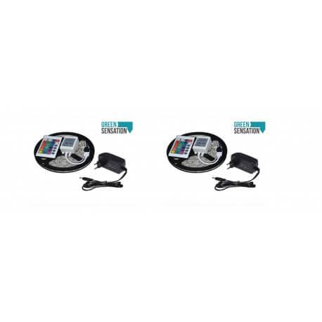 Lot de 2 ruban ? Led rgb 5 m?Tres + t?L?Commande + transformateur 12v  ip68 smd5050_0
