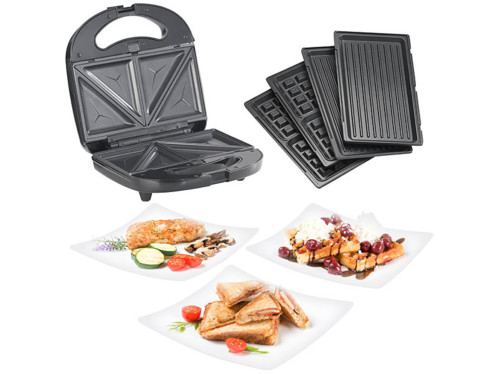 Nx8395-901 - Appareil à croque-monsieur avec fonctions gaufrier et grill de table - Rosenstein & Söhne - 800 W / 230 V - Plaques interchangeables et revêtement antiadhésif_0