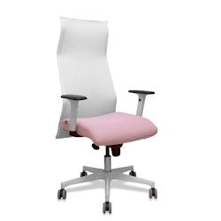 Piqueras y Crespo Sillón Albacete malla blanco bali rosa brazos blancos base blanca ruedas parqué 65mm - rose multi-matériau 13SM10B710B354BR65G_0