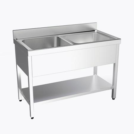 Plonge inox 2 bacs sur bâti avec étagère 1800 x 700 x 850 mm | Distform_0