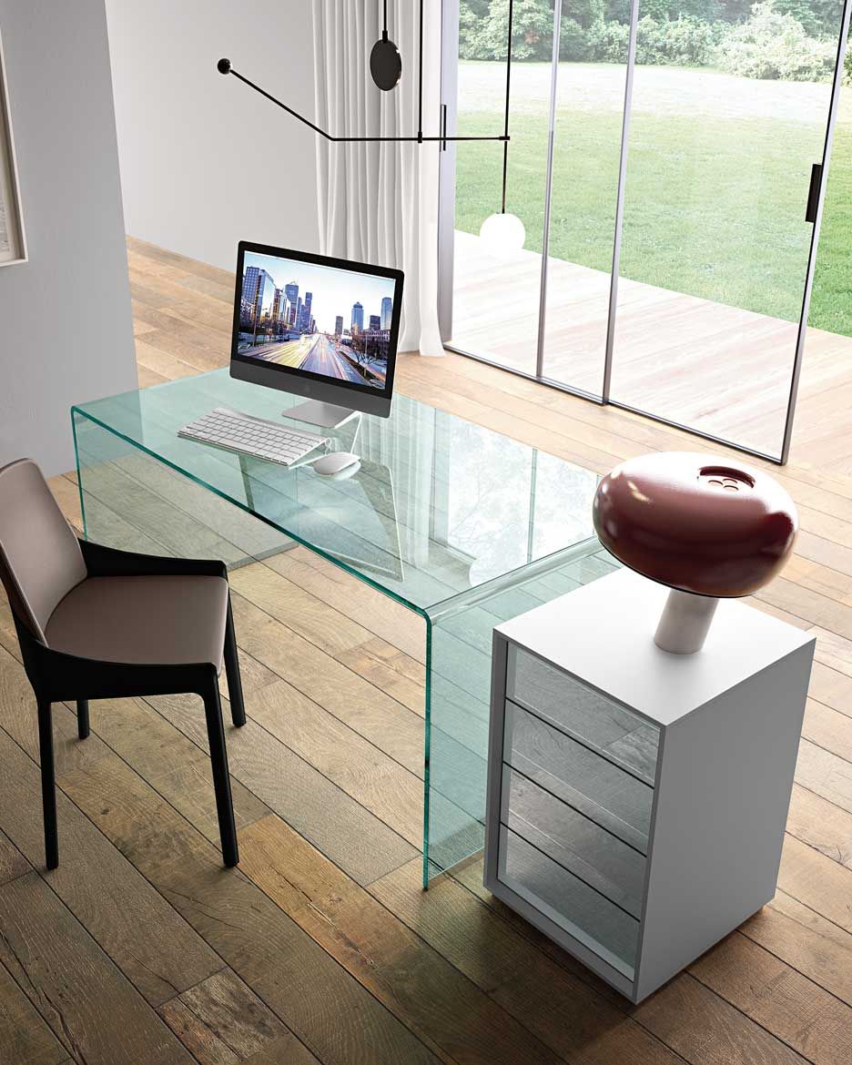 Rialto - Bureau droit en verre cintré 15 mm - Fiam Italia SRL - Design CRS FIAM_0
