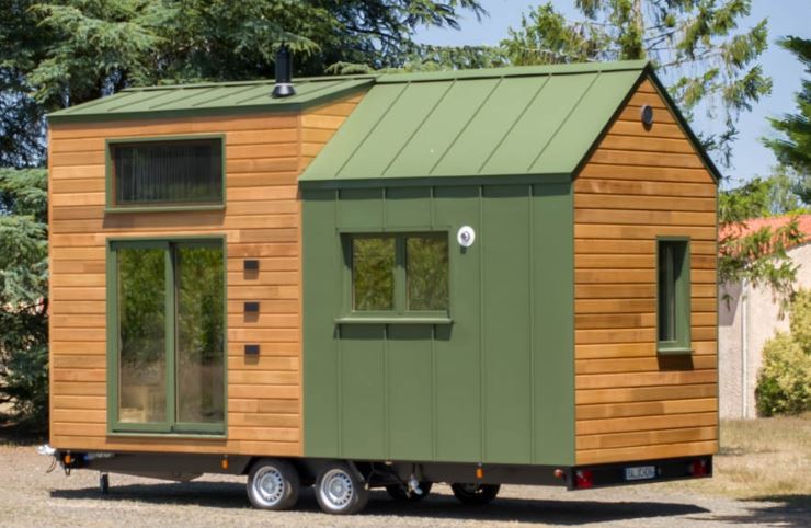 Tiny House Cl En Main Baluchon Bardage Bois Aluminium Vert Olive 
