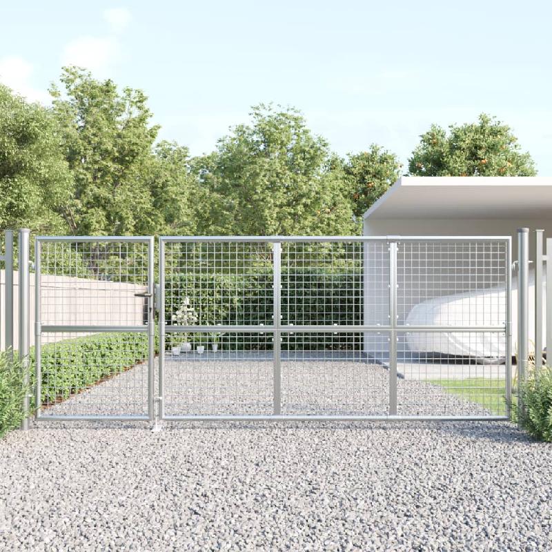 Vidaxl portal de jardin maille argenté 350x175 cm acier galvanisé 154552_0