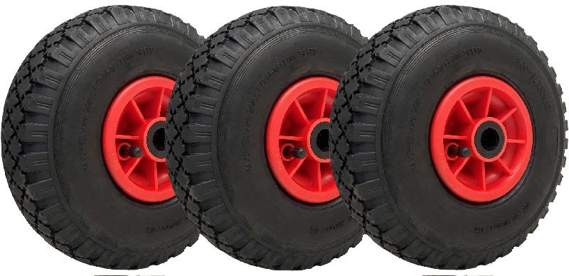 300x4 Roues Pneumatiques 260x85mm Jante Plastique 20mm Roulement 150kg (Lot de 3)_0