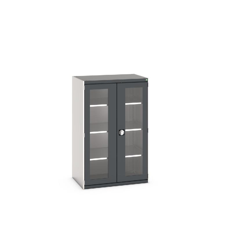 Armoire d'atelier Cubio SMFS-10616-1 - Portes transparentes - 3 tablettes réglables - 1050x650x2000mm_0