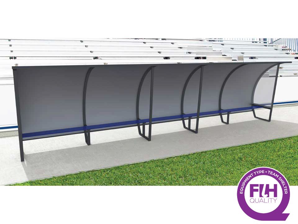 Abri de touche en aluminium - 15 joueurs - 2m de hauteur - arrière en tôle aluminium/PVC_0