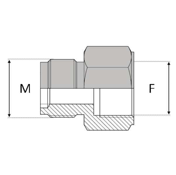 Adaptateur droit mâle agricole 18 x 1,5 X femelle agricole 18 x 1,5 - 18X150 , 18X150_0